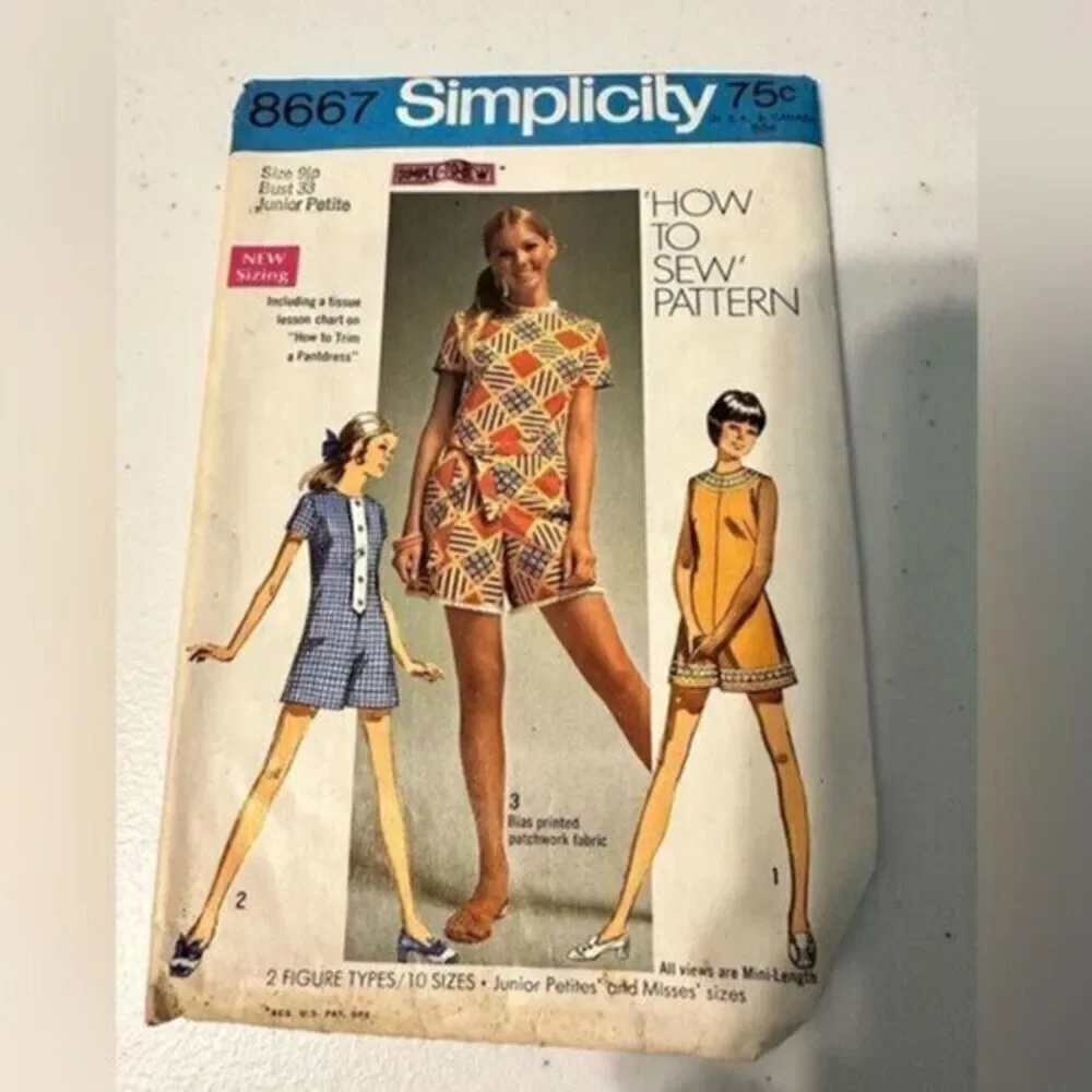 70s Jumper Simplicity 8667 “How to Sew” Sewing Pattern - Size 9 Jr Petite